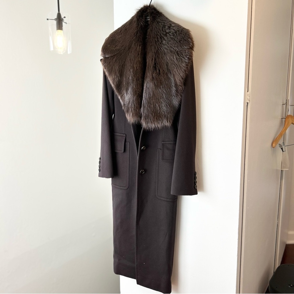 Yves Saint Laurent Rive Gauche Wool Fur Coat 36
